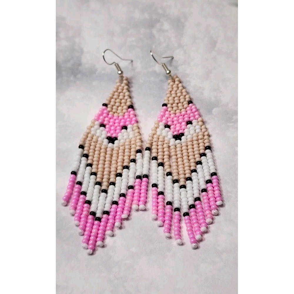 Beaded Fix Desing  Chandelier  Earrings. Fox Desing. Long 3.5 In